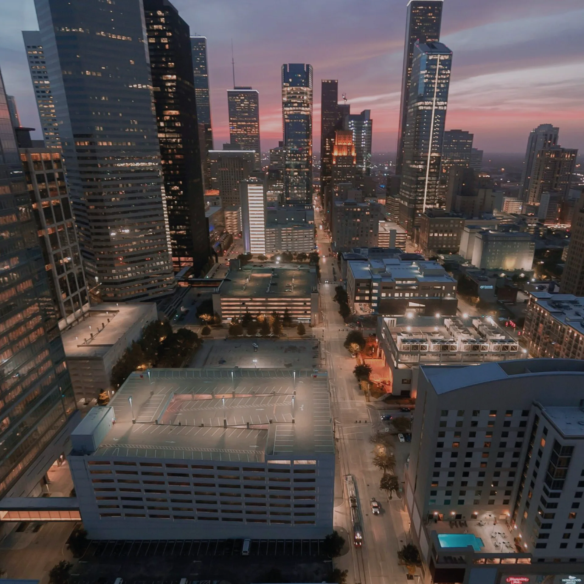 Houston skyline at dusk
