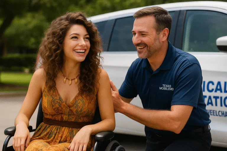 Texas Mobile MD driver sharing a moment with a passenger